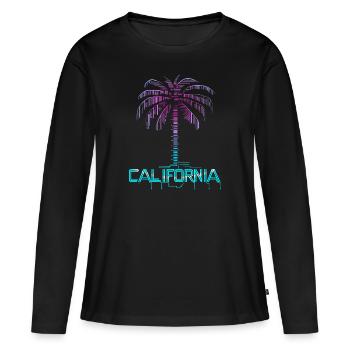 Palmier néon de Californie - T-shirt manches longues Premium bio Femme - noir - Devant - Julia (174cm)