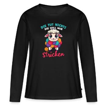 Strickarbeit, Stricken, Schneiderin, Wolle, Strick - Frauen Premium Bio Langarmshirt - Schwarz - Vorne - Julia (174cm)