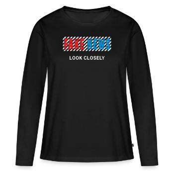 FAUSSES NOUVELLES - T-shirt manches longues Premium bio Femme - noir - Devant - Julia (174cm)
