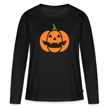 citrouille - T-shirt manches longues Premium bio Femme - noir - Devant - Julia (174cm)