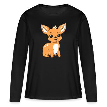 chevreuil - T-shirt manches longues Premium bio Femme - noir - Devant - Julia (174cm)