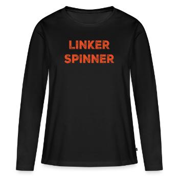 LINKER SPINNER - Frauen Premium Bio Langarmshirt - Schwarz - Vorne - Julia (174cm)