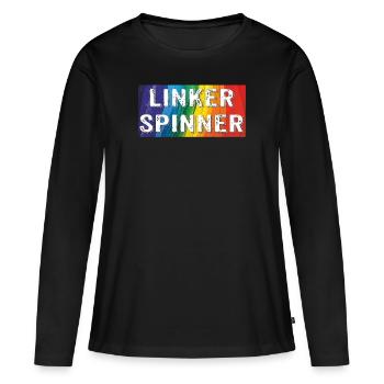 LINKER SPINNER - Frauen Premium Bio Langarmshirt - Schwarz - Vorne - Julia (174cm)