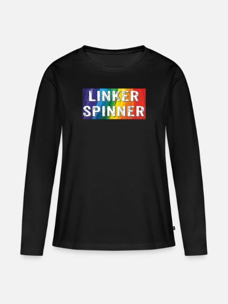 LINKER SPINNER - Frauen Premium Bio Langarmshirt - Schwarz