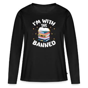 Je suis avec le interdit Design pour un lecteur de livre - T-shirt manches longues Premium bio Femme - noir - Devant - Julia (174cm)