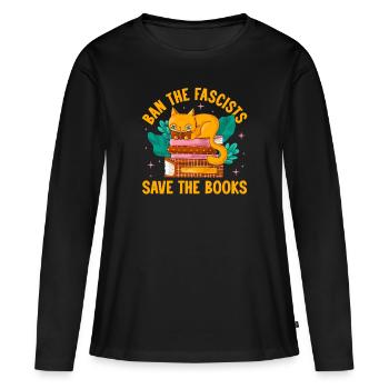 interdire les fascistes sauver les livres Conception d’un livre - T-shirt manches longues Premium bio Femme - noir - Devant - Julia (174cm)
