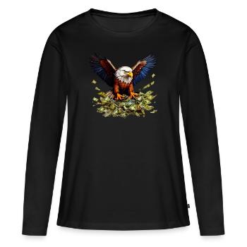Aigle, Argent - T-shirt manches longues Premium bio Femme - noir - Devant - Julia (174cm)