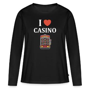 Casino - T-shirt manches longues Premium bio Femme - noir - Devant - Julia (174cm)