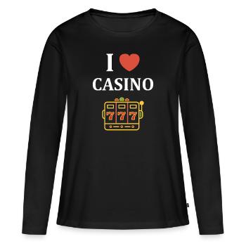 Casino - T-shirt manches longues Premium bio Femme - noir - Devant - Julia (174cm)