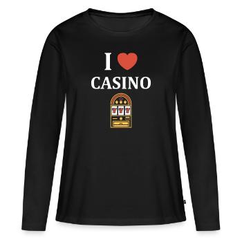Casino - T-shirt manches longues Premium bio Femme - noir - Devant - Julia (174cm)