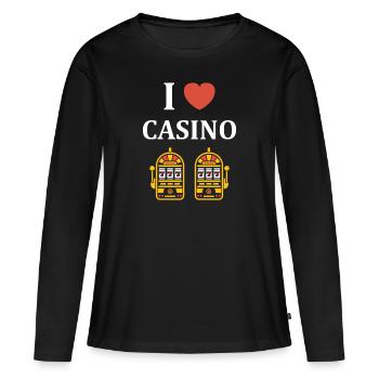 Casino - T-shirt manches longues Premium bio Femme - noir - Devant - Julia (174cm)