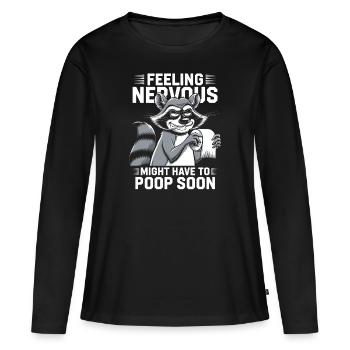 SCI, sensation de nervosité, raton laveur, diarrhée, caca, humour - T-shirt manches longues Premium bio Femme - noir - Devant - Julia (174cm)
