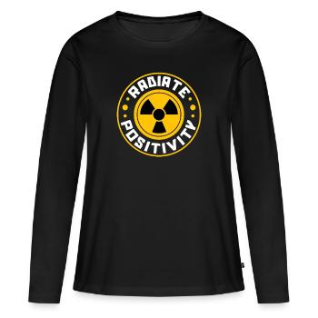 rayonner de positivité Un design pour une personne positive - T-shirt manches longues Premium bio Femme - noir - Devant - Julia (174cm)