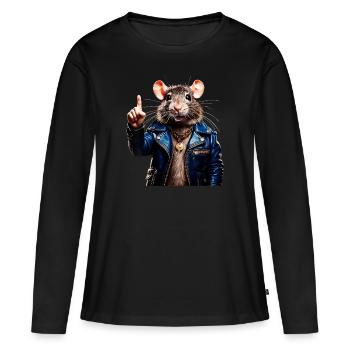 RAT raises index finger - Women's Premium Organic Long Sleeve Shirt - black - Front - Julia (174cm)