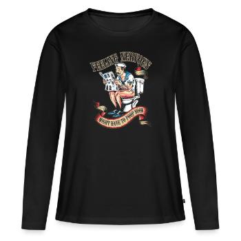 Intestin irritable Syndrome Marin Caca Humour Diarrhée - T-shirt manches longues Premium bio Femme - noir - Devant - Julia (174cm)