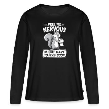 Intestin irritable Syndrom Écureuil Caca Humour - T-shirt manches longues Premium bio Femme - noir - Devant - Julia (174cm)