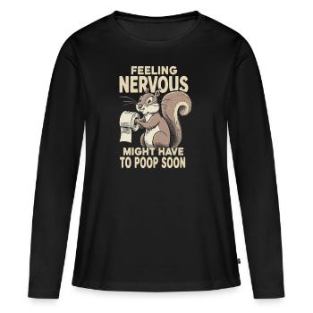 Intestin irritable Syndrom Écureuil Caca Humour - T-shirt manches longues Premium bio Femme - noir - Devant - Julia (174cm)