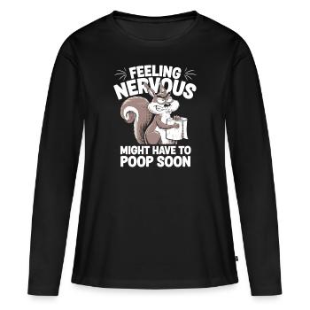 Intestin irritable Syndrom Écureuil Caca Humour - T-shirt manches longues Premium bio Femme - noir - Devant - Julia (174cm)