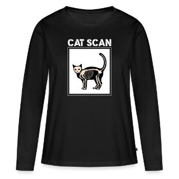 scan pour chat Design pour un amoureux des chats - T-shirt manches longues Premium bio Femme - noir - Devant - Julia (174cm)