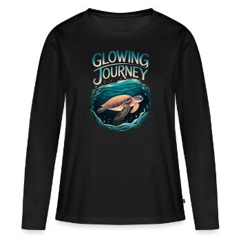 Glowing Journey Turtle Design - Women's Premium Organic Long Sleeve Shirt - black - Front - Julia (174cm)
