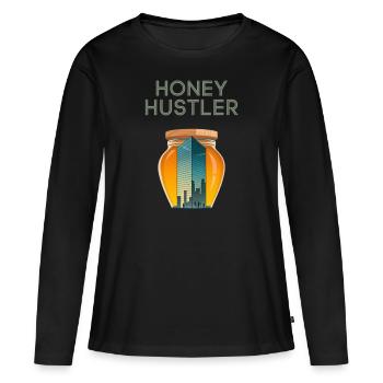 Honey Hustler Cityscape Design - Women's Premium Organic Long Sleeve Shirt - black - Front - Julia (174cm)