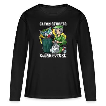 RUES PROPRES, FUTURE POUBELLE PROPRE AVENIR - T-shirt manches longues Premium bio Femme - noir - Devant - Julia (174cm)