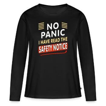 NO PANIC - Frauen Premium Bio Langarmshirt - Schwarz - Vorne - Julia (174cm)