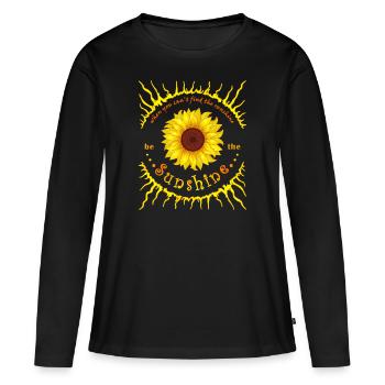 Soleil Soleil Tournesol - T-shirt manches longues Premium bio Femme - noir - Devant - Julia (174cm)