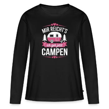 Ich Geh Jetzt Campen Mama Zelten Camperin Urlaub - Frauen Premium Bio Langarmshirt - Schwarz - Vorne - Julia (174cm)