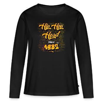 Tête de hip-hop depuis 1982 - 43 ans de vrai flow - T-shirt manches longues Premium bio Femme - noir - Devant - Julia (174cm)