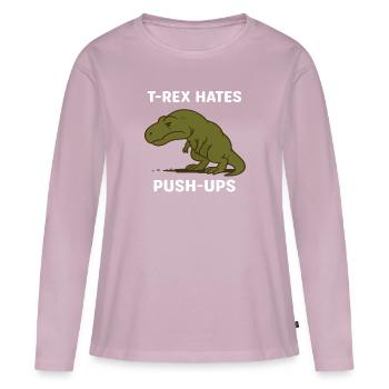 T Rex hates push ups - Women's Premium Organic Long Sleeve Shirt - dusky pink - Front - Julia (174cm)