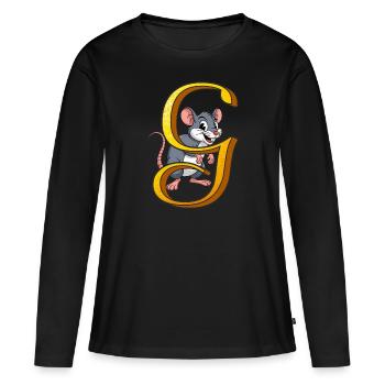 BUCHSTABE G - Frauen Premium Bio Langarmshirt - Schwarz - Vorne - Julia (174cm)