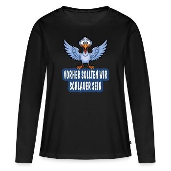 AVANT CELA, NOUS DEVRIONS ÊTRE PLUS INTELLIGENTS - T-shirt manches longues Premium bio Femme - noir - Devant - Julia (174cm)