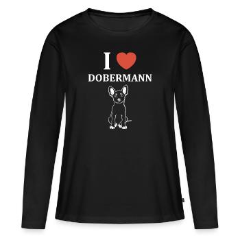 Dobermann - Frauen Premium Bio Langarmshirt - Schwarz - Vorne - Julia (174cm)