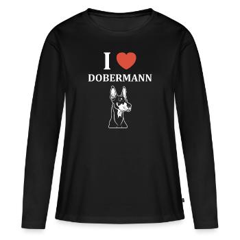 Dobermann - Frauen Premium Bio Langarmshirt - Schwarz - Vorne - Julia (174cm)