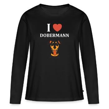 Dobermann - Frauen Premium Bio Langarmshirt - Schwarz - Vorne - Julia (174cm)