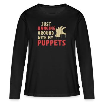 Marionnettes Marionnettiste Marionnettes Marionnettes - T-shirt manches longues Premium bio Femme - noir - Devant - Julia (174cm)