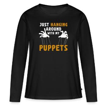 Marionnettes Marionnettiste Marionnettes Marionnettes - T-shirt manches longues Premium bio Femme - noir - Devant - Julia (174cm)
