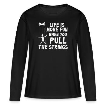 Marionnettes Marionnettiste Marionnettes Marionnettes - T-shirt manches longues Premium bio Femme - noir - Devant - Julia (174cm)
