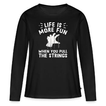 Marionnettes Marionnettiste Marionnettes Marionnettes - T-shirt manches longues Premium bio Femme - noir - Devant - Julia (174cm)