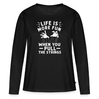 Marionnettes Marionnettiste Marionnettes Marionnettes - T-shirt manches longues Premium bio Femme - noir - Devant - Julia (174cm)