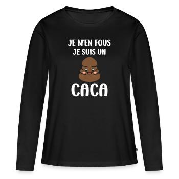 caca - T-shirt manches longues Premium bio Femme - noir - Devant - Julia (174cm)