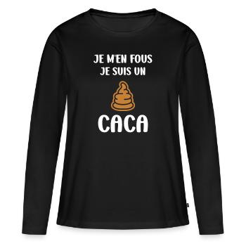 caca - T-shirt manches longues Premium bio Femme - noir - Devant - Julia (174cm)