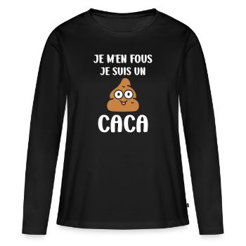 caca - T-shirt manches longues Premium bio Femme - noir - Devant - Julia (174cm)