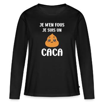 caca - T-shirt manches longues Premium bio Femme - noir - Devant - Julia (174cm)