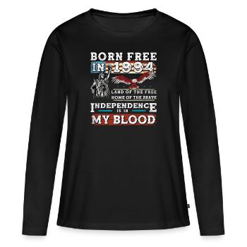 Né libre en 1994 - 31 ans de patriotisme, - T-shirt manches longues Premium bio Femme - noir - Devant - Julia (174cm)