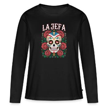 Dia De Los Muertos Décoration Sucre De Tête Mexicain - T-shirt manches longues Premium bio Femme - noir - Devant - Julia (174cm)