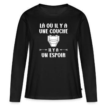 Couches - T-shirt manches longues Premium bio Femme - noir - Devant - Julia (174cm)