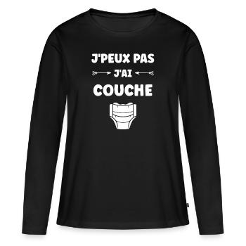 Couches - T-shirt manches longues Premium bio Femme - noir - Devant - Julia (174cm)