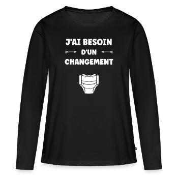 Couches - T-shirt manches longues Premium bio Femme - noir - Devant - Julia (174cm)
